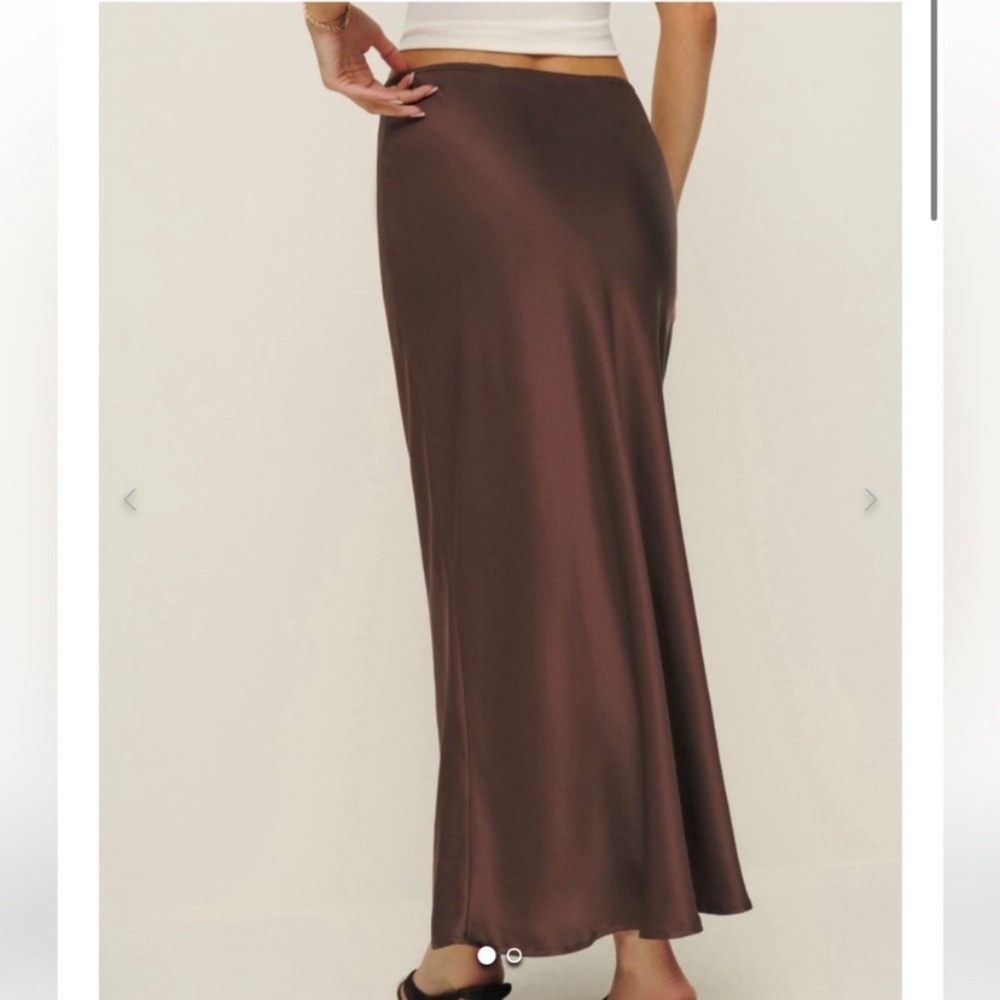 🖤Reformation Layla Silk Skirt Brown - Picture 2 of 5